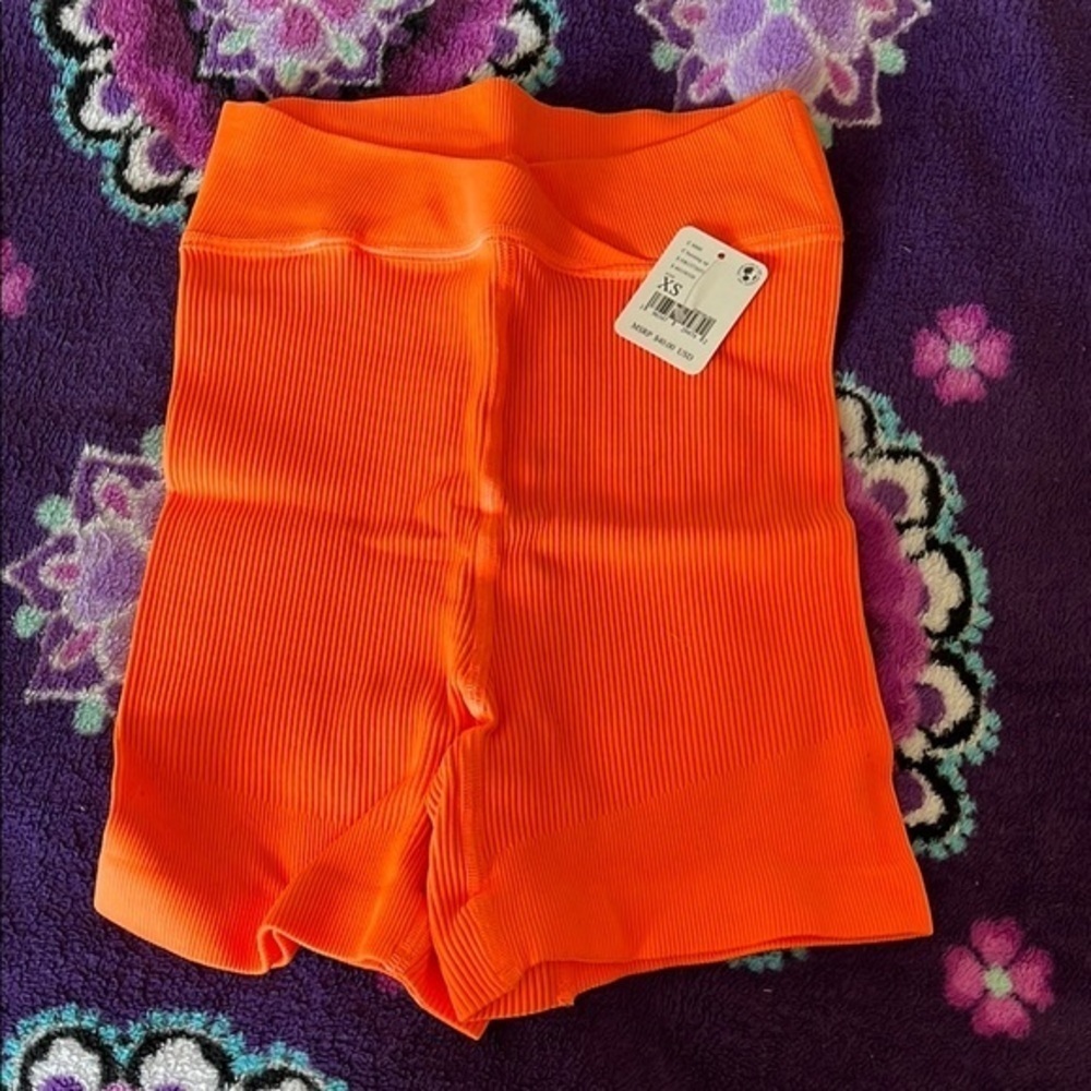 FP Movement Vibrant Orange Women's Ribbed Shorts NWT